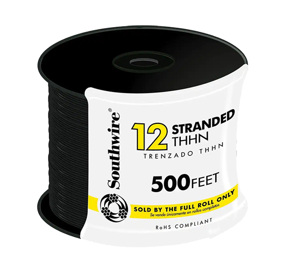 #12 19 SD CU SIMpull THHN WIRE, BLACK /FT NETT