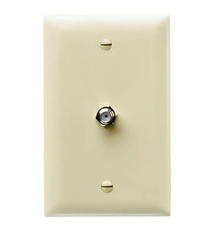1-G 'F' TYPE COAX CONNECTOR, WALL PLATE, IVORY