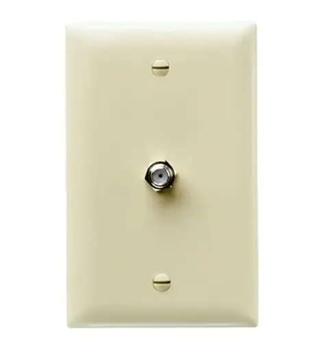 [TPCATVI] 1-G 'F' TYPE COAX CONNECTOR, WALL PLATE, IVORY