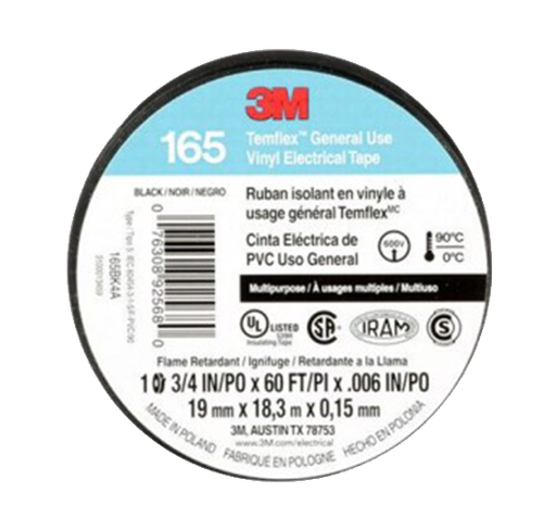 [1610BLK] BLACK 3/4X60' TREMPLEX ELECTRICAL TAPE(1711) *NET