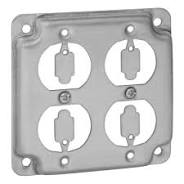 [RS8] 4" SQ. 1/2" RS METAL COVER - 2x DUPLEX PLUG, 11411